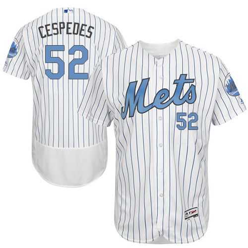New York Mets #52 Yoenis Cespedes White(Blue Strip) Flexbase Authentic Collection Father's Day Stitched MLB Jersey