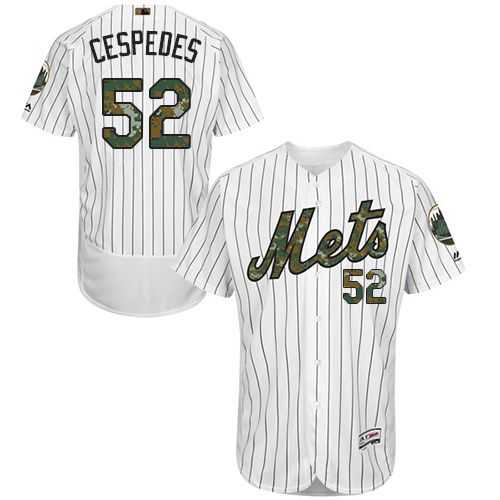 New York Mets #52 Yoenis Cespedes White(Blue Strip) Flexbase Authentic Collection Memorial Day Stitched MLB Jersey