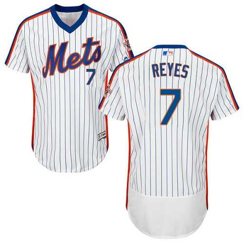 New York Mets #7 Jose Reyes White(Blue Strip) Flexbase Authentic Collection Alternate Stitched MLB Jersey