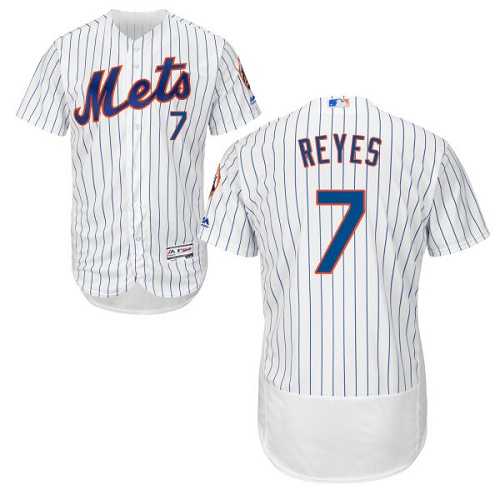 New York Mets #7 Jose Reyes White(Blue Strip) Flexbase Authentic Collection Stitched MLB Jersey