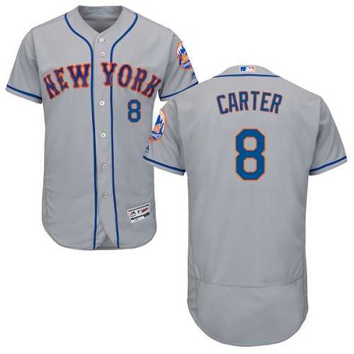 New York Mets #8 Gary Carter Grey Flexbase Authentic Collection Stitched MLB Jersey