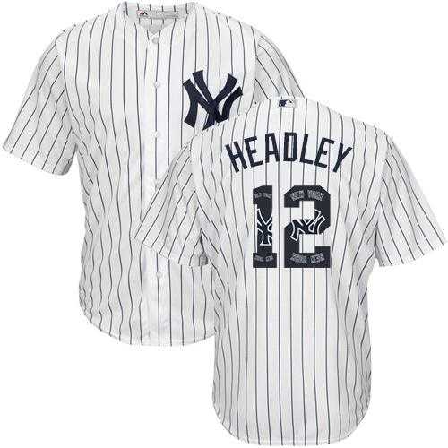New York Yankees #12 Chase Headley White Strip Team Logo Fashion Stitched MLB Jersey