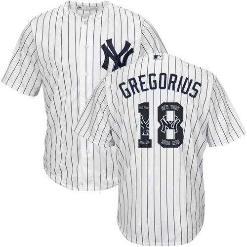 New York Yankees #18 Didi Gregorius White Strip Team Logo Fashion Stitched MLB Jersey