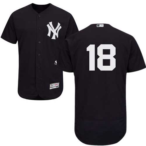 New York Yankees #18 Johnny Damon Navy Blue Flexbase Authentic Collection Stitched MLB Jersey