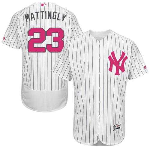 New York Yankees #23 Don Mattingly White Strip Flexbase Authentic Collection Mother's Day Stitched MLB Jersey