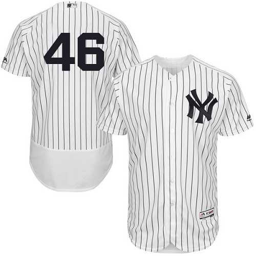 New York Yankees #46 Andy Pettitte White Strip Flexbase Authentic Collection Stitched MLB Jersey