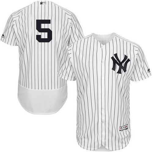 New York Yankees #5 Joe DiMaggio White Strip Flexbase Authentic Collection Stitched MLB Jersey New York Yankees #5 Joe DiMaggio White Strip Flexbase Authentic Collection Stitched MLB Jersey