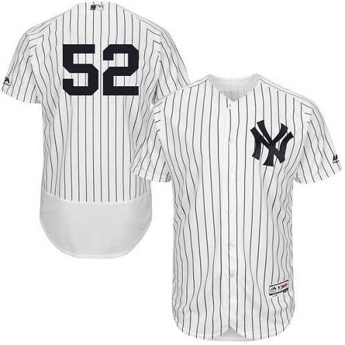 New York Yankees #52 C.C. Sabathia White Strip Flexbase Authentic Collection Stitched MLB Jersey