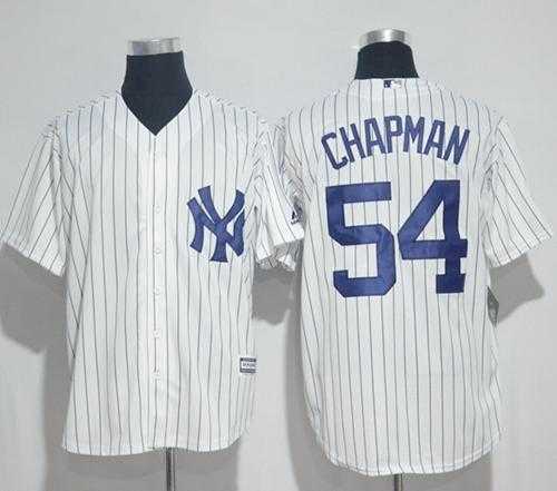 New York Yankees #54 Aroldis Chapman White Strip New Cool Base Stitched MLB Jersey