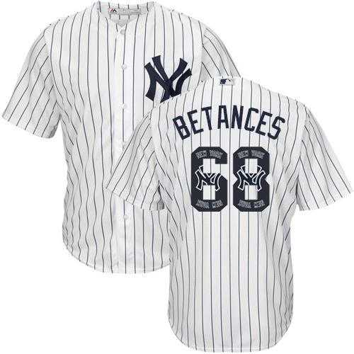 New York Yankees #68 Dellin Betances White Strip Team Logo Fashion Stitched MLB Jersey