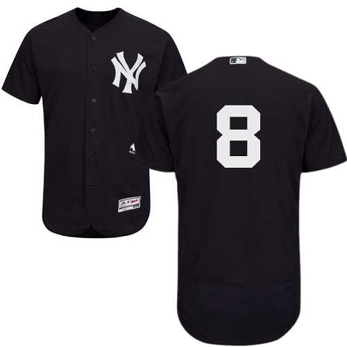 New York Yankees #8 Yogi Berra Navy Blue Flexbase Authentic Collection Stitched MLB Jersey