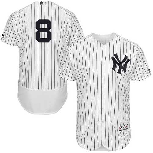 New York Yankees #8 Yogi Berra White Strip Flexbase Authentic Collection Stitched MLB Jersey