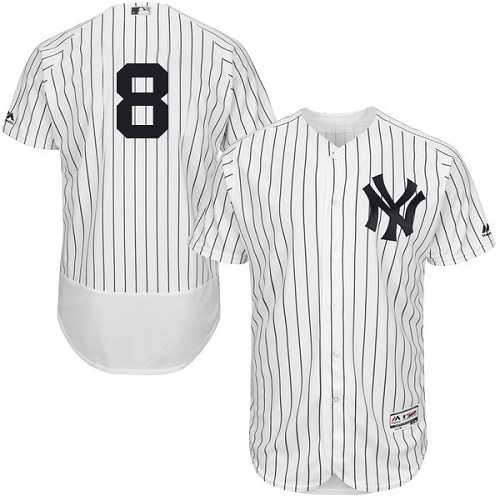 New York Yankees #8 Yogi Berra White Strip Flexbase Authentic Collection Stitched MLB Jersey New York Yankees #8 Yogi Berra White Strip Flexbase Authentic Collection Stitched MLB Jersey