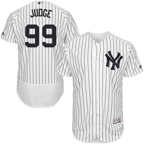 New York Yankees #99 Aaron Judge White Strip Flexbase Authentic Collection Stitched MLB Jersey