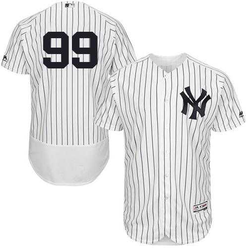 New York Yankees #99 Aaron Judge White Strip Flexbase Authentic Collection Stitched MLB Jersey