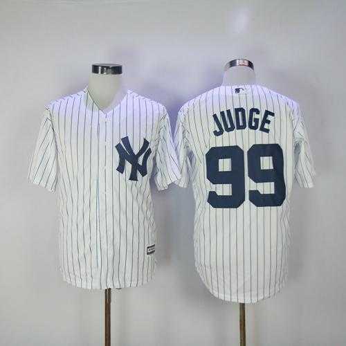 New York Yankees #99 Aaron Judge White Strip New Cool Base Stitched MLB Jersey