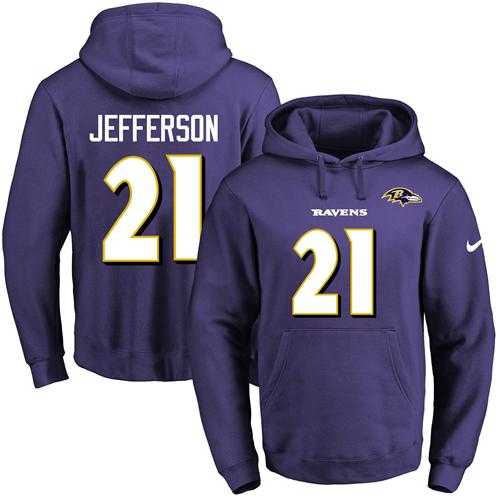 Nike Baltimore Ravens #21 Tony Jefferson Purple Name & Number Pullover NFL Hoodie