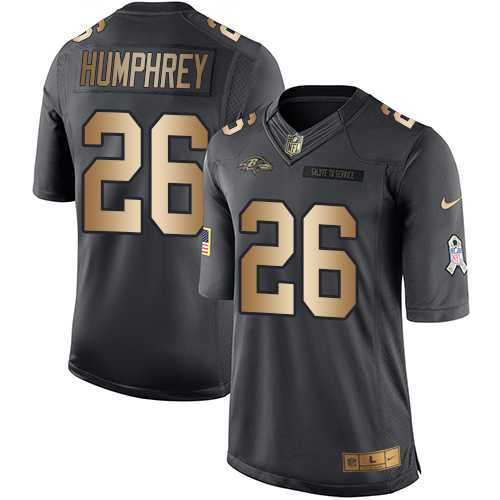 Nike Baltimore Ravens #26 Marlon Humphrey Black Men's Stitched NFL Limited Gold Salute To Service Jersey