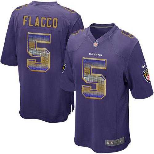 Nike Baltimore Ravens #5 Joe Flacco Purple Team Color Men's Stitched NFL Limited Strobe Jersey