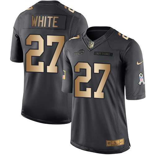 Nike Buffalo Bills #27 Tre'Davious White Black Men's Stitched NFL Limited Gold Salute To Service Jersey