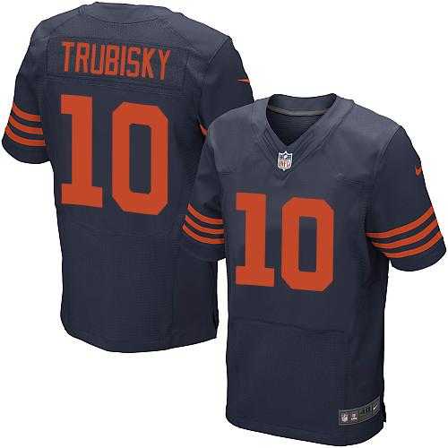 Nike Chicago Bears #10 Mitchell Trubisky Navy Blue Men's Stitched NFL 1940s Throwback Elite Jersey