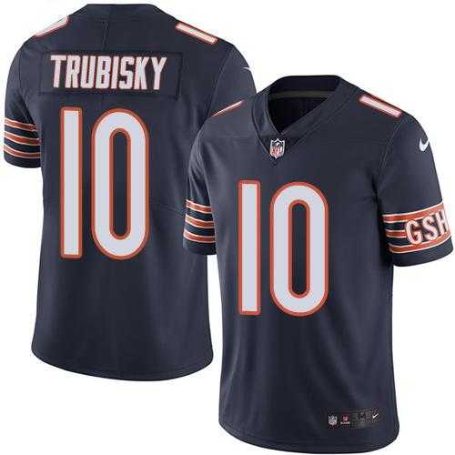 Nike Chicago Bears #10 Mitchell Trubisky Navy Blue Men's Stitched NFL Limited Rush Jersey