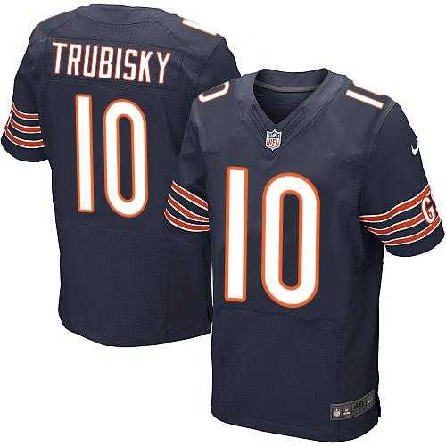 Nike Chicago Bears #10 Mitchell Trubisky Navy Blue Team Color Men's Stitched NFL Elite Jersey