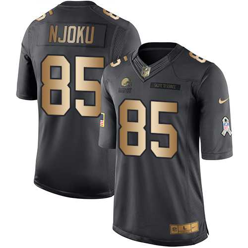 Nike Cleveland Browns #85 David Njoku Black Men's Stitched NFL Limited Gold Salute To Service Jersey