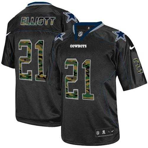 Nike Dallas Cowboys #21 Ezekiel Elliott Black Men's Stitched NFL Elite Camo Fashion Jersey
