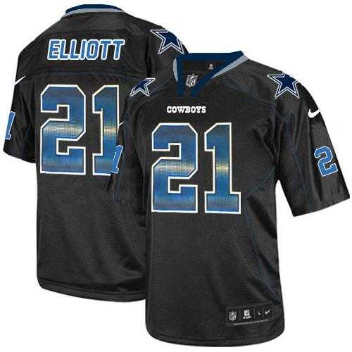 Nike Dallas Cowboys #21 Ezekiel Elliott Lights Out Black Men's Stitched NFL Elite Strobe Jersey
