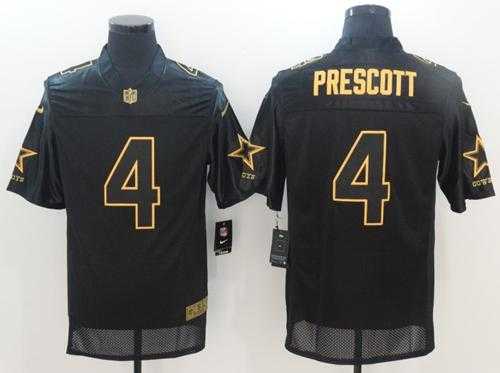 Nike Dallas Cowboys #4 Dak Prescott Black Men's Stitched NFL Elite Pro Line Gold Collection Jersey