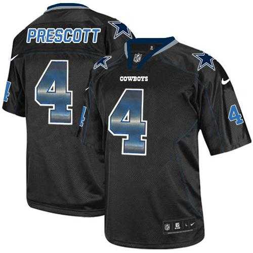 Nike Dallas Cowboys #4 Dak Prescott Lights Out Black Men's Stitched NFL Elite Strobe Jersey