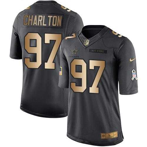 Nike Dallas Cowboys #97 Taco Charlton Black Men's Stitched NFL Limited Gold Salute To Service Jersey