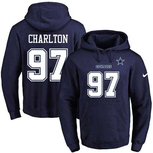 Nike Dallas Cowboys #97 Taco Charlton Navy Blue Name & Number Pullover NFL Hoodie