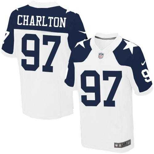 Nike Dallas Cowboys #97 Taco Charlton White Thanksgiving Men's Stitched NFL Throwback Elite Jersey