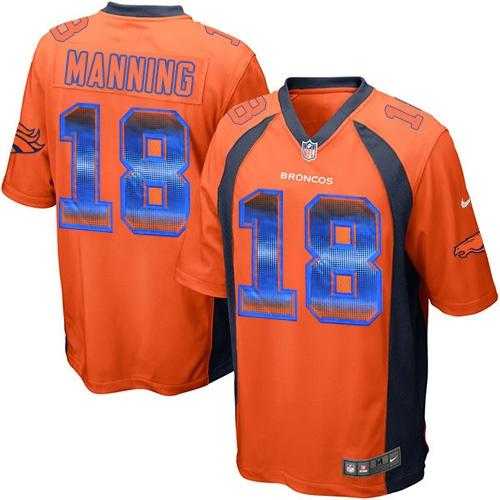 Nike Denver Broncos #18 Peyton Manning Orange Team Color Men's Stitched NFL Limited Strobe Jersey