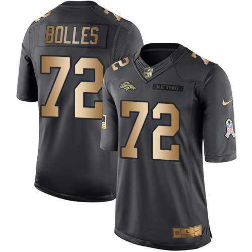 Nike Denver Broncos #72 Garett Bolles Black Men's Stitched NFL Limited Gold Salute To Service Jersey