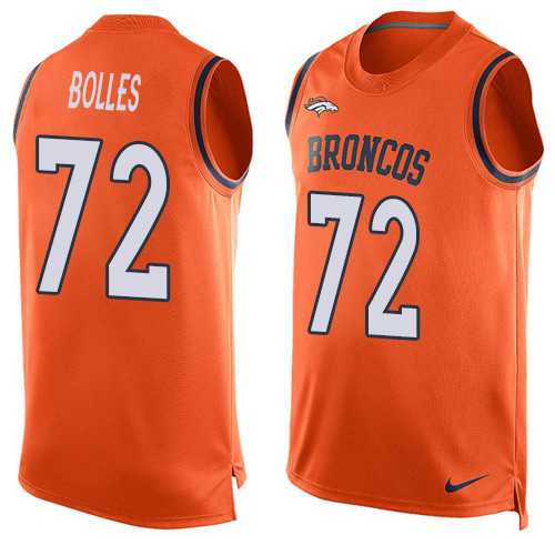 Nike Denver Broncos #72 Garett Bolles Orange Team Color Men's Stitched NFL Limited Tank Top Jersey