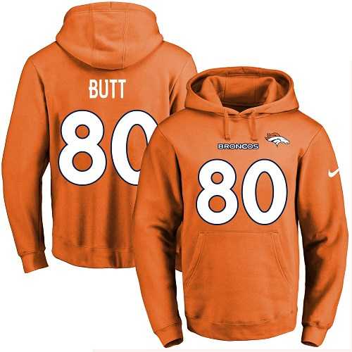 Nike Denver Broncos #80 Jake Butt Orange Name & Number Pullover NFL Hoodie