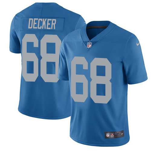 Nike Detroit Lions #68 Taylor Decker Blue Throwback Men's Stitched NFL Limited Jersey