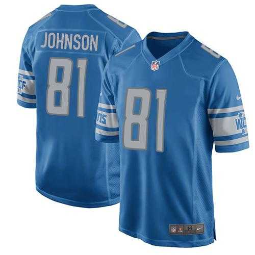 Nike Detroit Lions #81 Calvin Johnson Blue Team Color Men's Stitched NFL Game Jersey