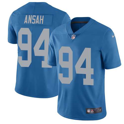 Nike Detroit Lions #94 Ziggy Ansah Blue Throwback Men's Stitched NFL Limited Jersey
