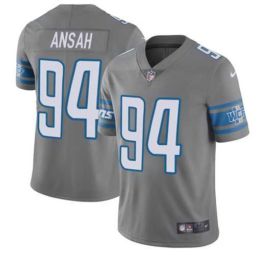 Nike Detroit Lions #94 Ziggy Ansah Gray Men's Stitched NFL Limited Rush Jersey