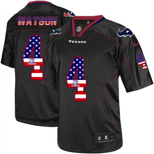 Nike Houston Texans #4 Deshaun Watson Black Men's Stitched NFL Elite USA Flag Fashion Jersey