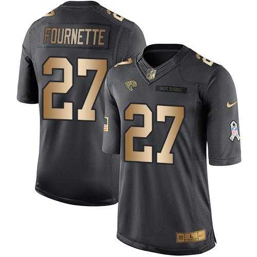 Nike Jacksonville Jaguars #27 Leonard Fournette Black Men's Stitched NFL Limited Gold Salute To Service Jersey