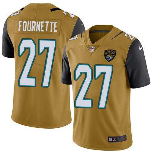 Nike Jacksonville Jaguars #27 Leonard Fournette Gold Men's Stitched NFL Limited Rush Jersey