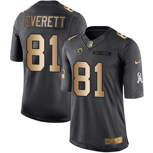 Nike Los Angeles Rams #81 Gerald Everett Black Men's Stitched NFL Limited Gold Salute To Service Jersey