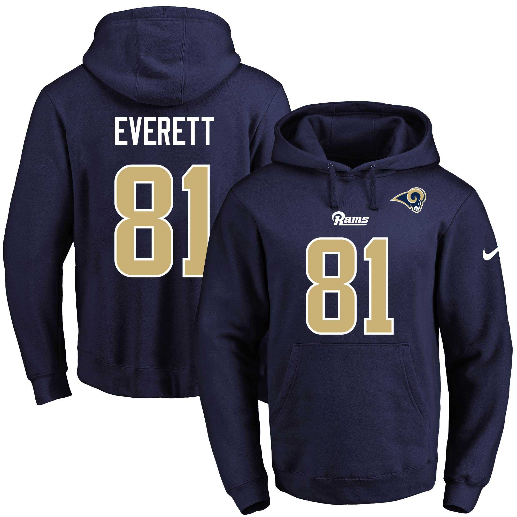 Nike Los Angeles Rams #81 Gerald Everett Gerald Everett Navy Blue Name & Number Pullover NFL Hoodie