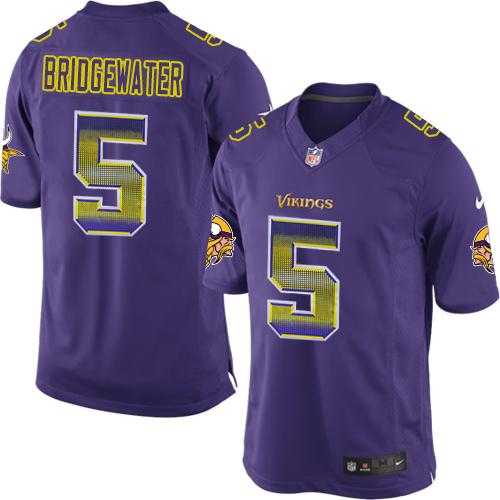 Nike Minnesota Vikings #5 Teddy Bridgewater Purple Team Color Men's Stitched NFL Limited Strobe Jersey
