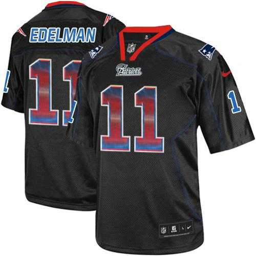 Nike New England Patriots #11 Julian Edelman Lights Out Black Men's Stitched NFL Elite Strobe Jersey